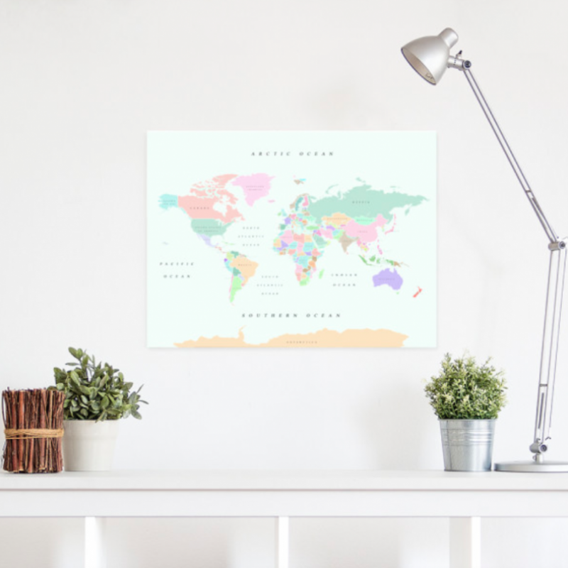 Carte du monde en liege watercolor