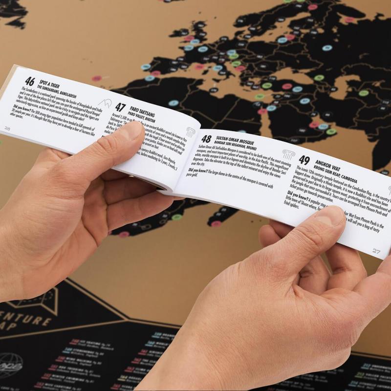 Carte du monde à gratter encadrée, cadeau de voyage idéal pour les  voyageurs, cadre noir