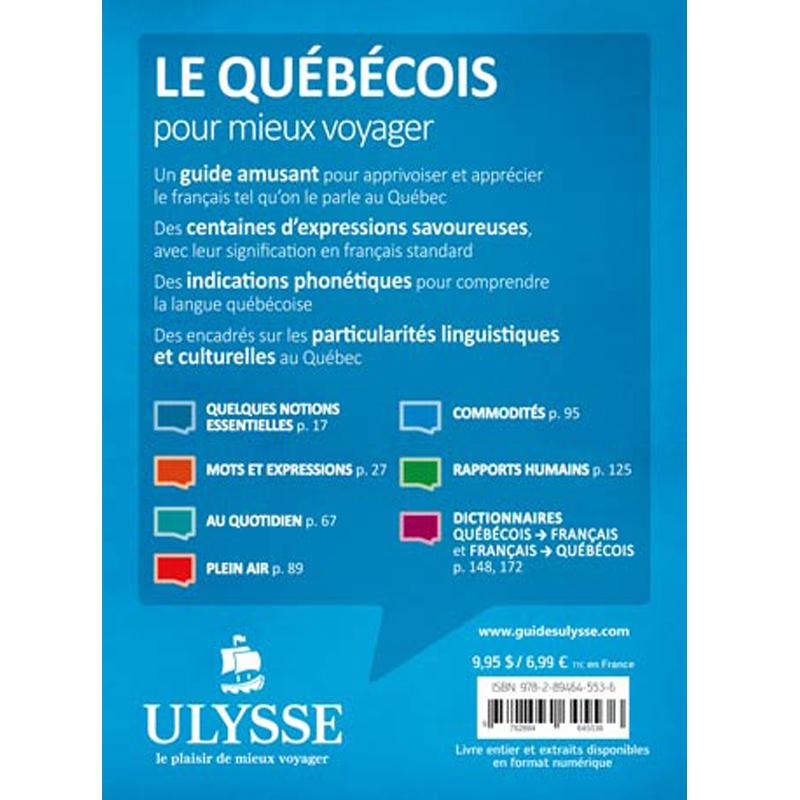 Le québécois pour mieux voyager Livre Voyage Canada en France